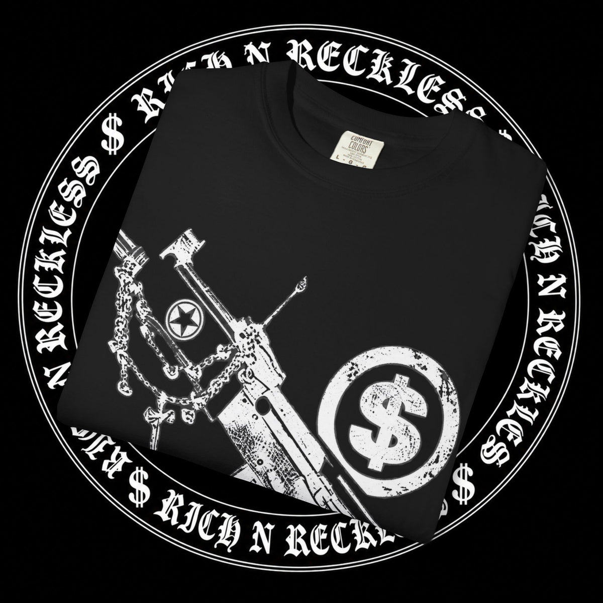 Gun & Money Graphic T-Shirt (BLACK)
