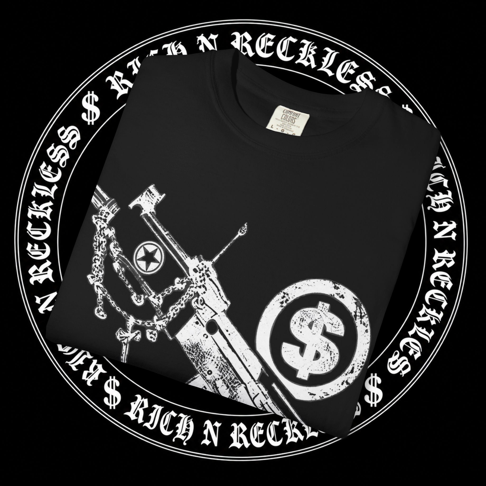 Gun & Money Graphic T-Shirt (BLACK)