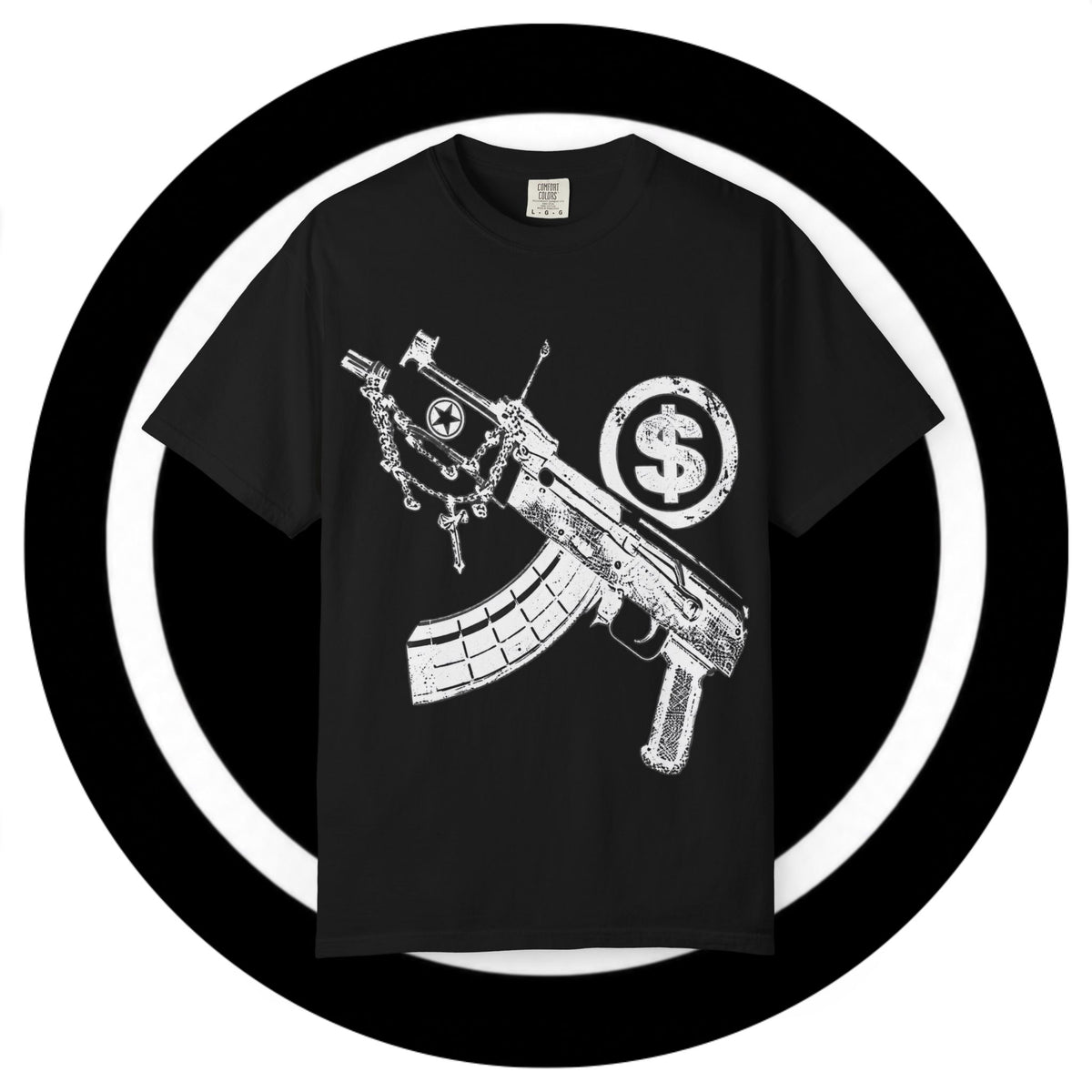 Gun & Money Graphic T-Shirt (BLACK)