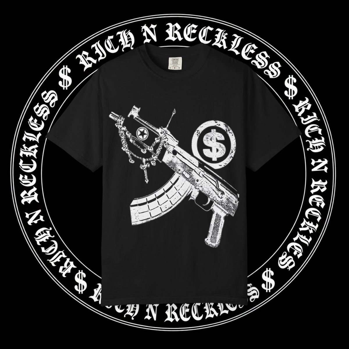 Gun & Money Graphic T-Shirt (BLACK)